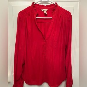 Red long sleeve women shirt.